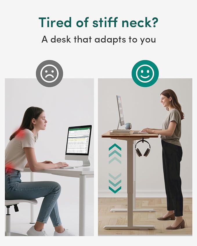 CubiCubi 63 x 28 Large Standing Desk, Height Adjustable Electric Computer Desk, 28" Deep Desktop, Sit Stand up Home Office Workstations with Preset Heights, Light Rustic - Image 4