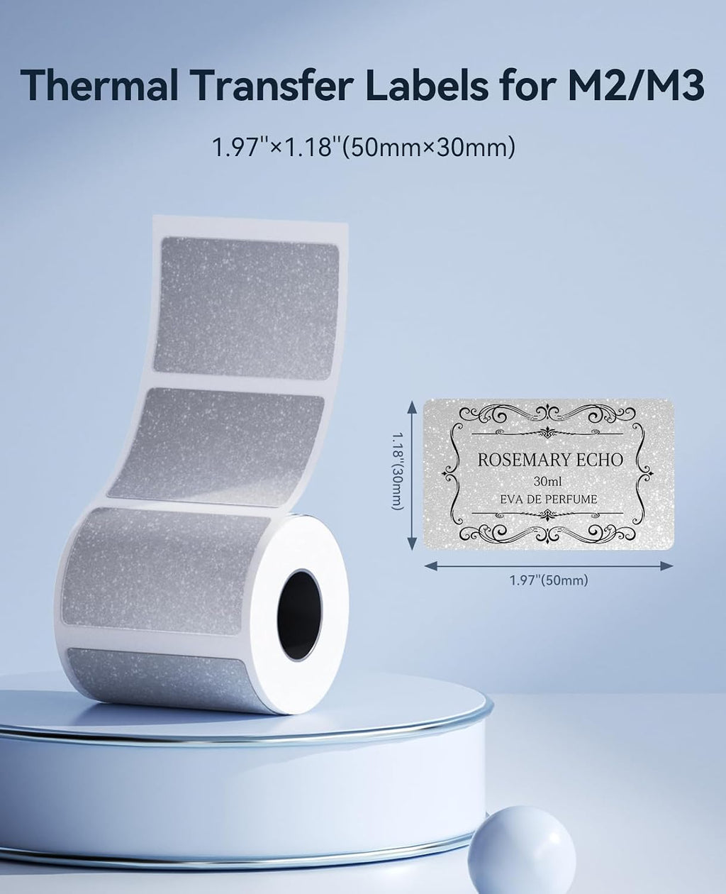 NIIMBOT M2/M3 Thermal Transfer Labels, 1.57''×1.18'', Glitter Silver - Image 3