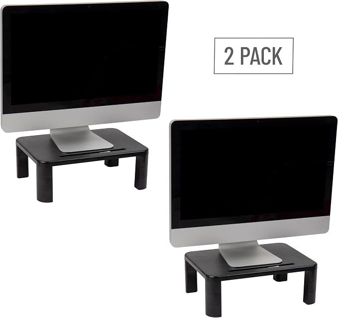 Mind Reader Monitor Stand, Height Adjustable, Laptop, Computer, Riser, Office, 15" L x 9.5" W x 4.25" H, Set of 2, Black - Image 7
