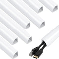 ZhiYo 136in Corner Cable Hider for 3-5 Cords, Wall & Floor Cord Hider White | Self-Adhesive Cable Concealer, 8 Pack (17" Each), Quarter Round Cable Management Raceway for Baseboards & Ceiling Corners by ZhiYo