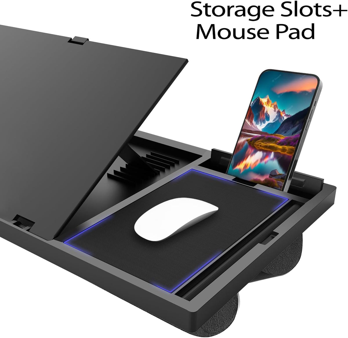 Laptop Lap Desk with Cushion - 9 Adjustable Angles, Fits Up to 15.6 inch Laptops, Built-in Mouse Pad, Phone and Pen Slots. Portable Writing Board for Bed, Sofa, and Work Table - Image 5
