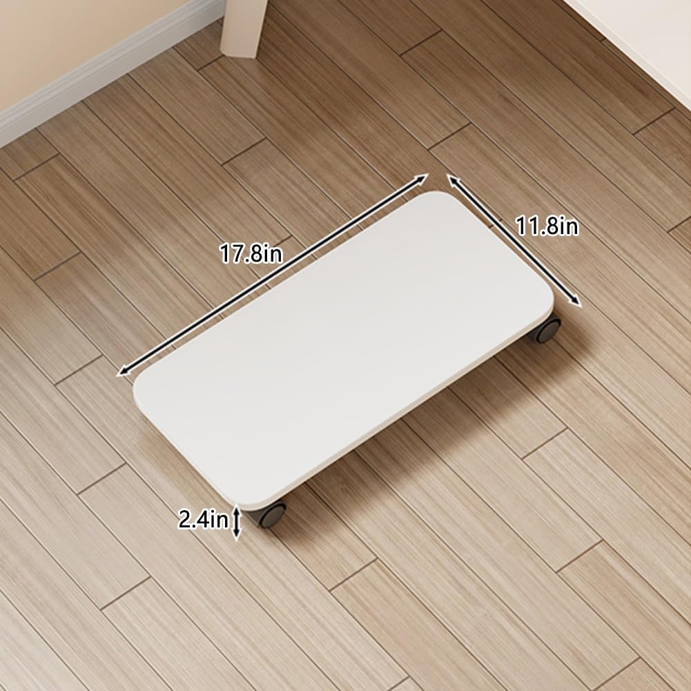 Mobile CPU Holder with 4 Caster Wheels, Universal Floor Standing Computer Tower Stand for Under Desk & Floor, Available Size PC Cart for Desktop Cases (White, 17.8*11.8in) - Image 2