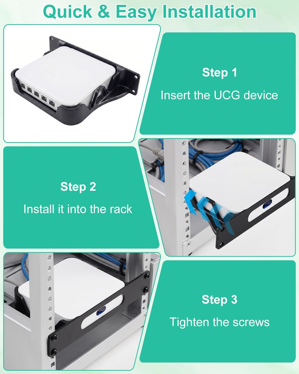Rack Mount Bracket Fit for UniFi UCG Ultra & UCG Max, 10 Inch 1U Shelf - Image 5