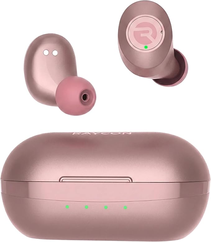 Raycon Everyday Bluetooth Wireless Earbuds with Microphone - Active Noise Cancelling, Sweat & Water-Resistant Earphones, Ear Buds Wireless Bluetooth Up to 32 Hours Playtime (Rose Gold) by RayconGlobal