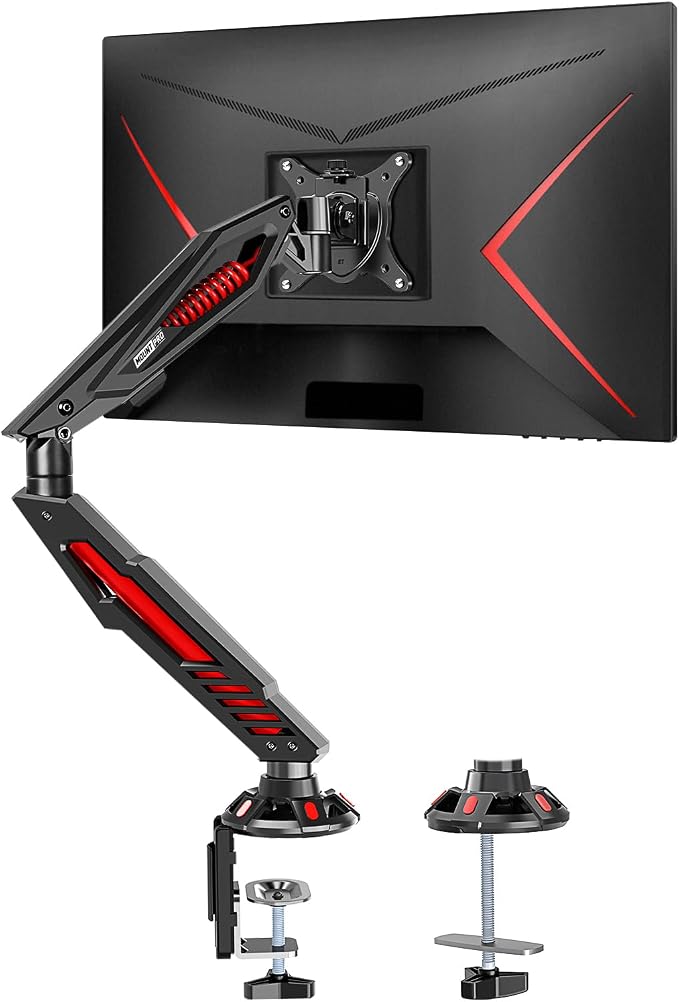 MOUNT PRO Single Gaming Monitor Stand - Mechanical Spring Display Mount, Adjustable Gaming Monitor Arm with C Clamp and Grommet Mounting Base - Fits for Computer Screen up to 32”, VESA 75x75, 100x100 by MOUNTPRO