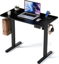 35" Electric Standing Desk, Small Sit Stand up Desk, Black | Height Adjustable Computer Desk for Home Office, Compact Work & Gaming Desk with Cable Management and Stable Steel Frame by YOLEZO