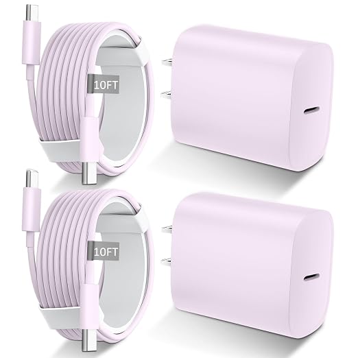 Phone 17 16 15 Charger Fast Charging Type C Chargers USB C Fast Charger Block & Phones 17 Charger Cord 10FT Long USB C Charging Cable for i.Phone 17/17 Pro/17 Pro Max/Air/Phone 16 15 Pro Max,Purple by DiHines