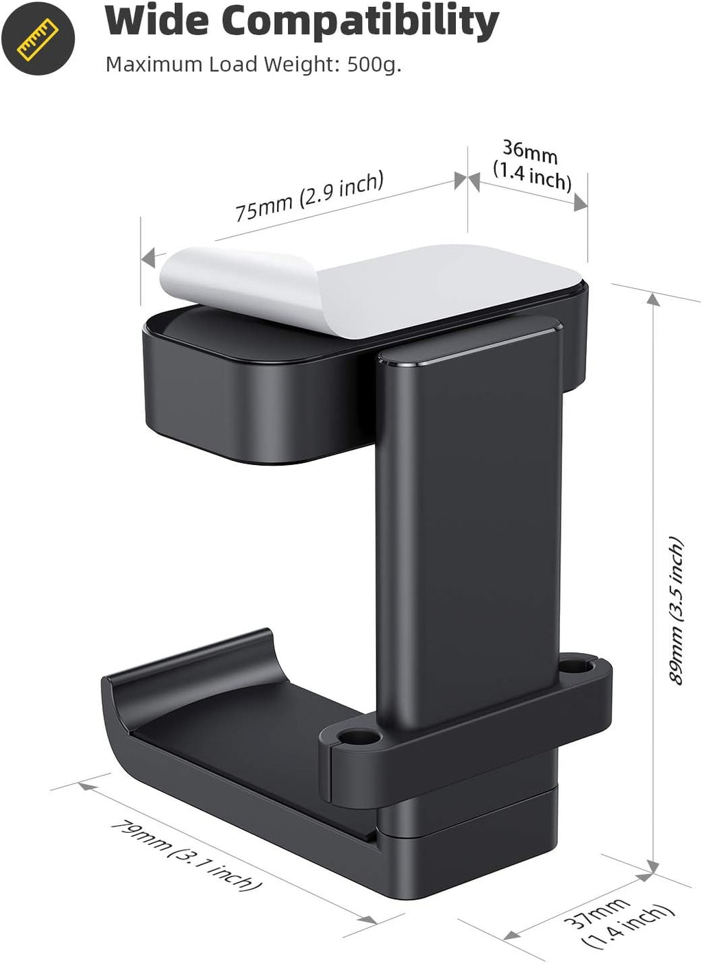 Lamicall Headphone Stand Adhesive Rotatable Headset Earphone Hanger Hook - Image 5