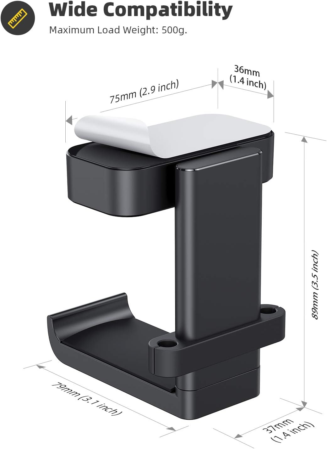 Lamicall Headphone Stand Adhesive Rotatable Headset Earphone Hanger Hook - Image 5