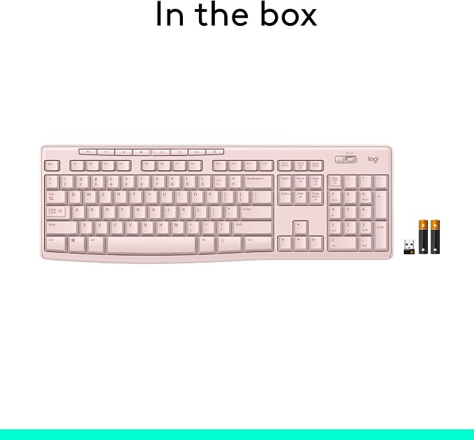 Logitech K270 Full Size Wireless Keyboard for Windows - Rose | Full-size keyboard with number pad, 8 multimedia keys, includes USB-A receiver, 2-year battery, compatible with PC, laptop - Image 8