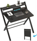 GreenForest Folding Desk No Assembly, Sturdy Computer Desk for Small Spaces | Portable Foldable Table for Laptop, 2-Tier Compact with Shelf, Space Saving for Home Office, Dorm, Apartment, 27"x 22" Black by GreenForest