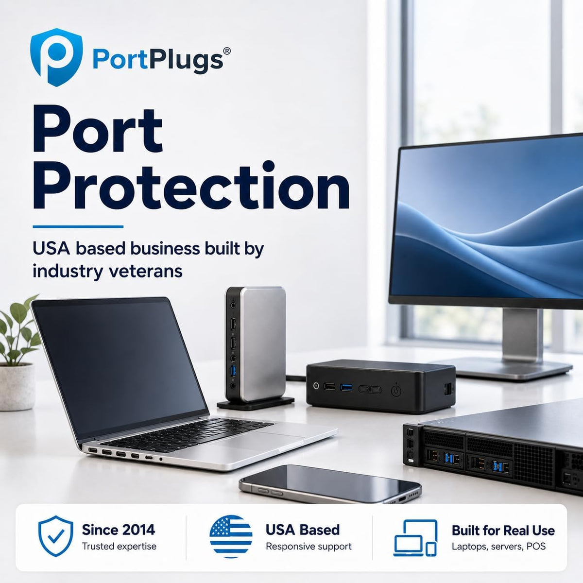 USB A Port Blockers 10 Pack, Two Point Zinc Alloy Locks, 1 Key, Black - Image 7