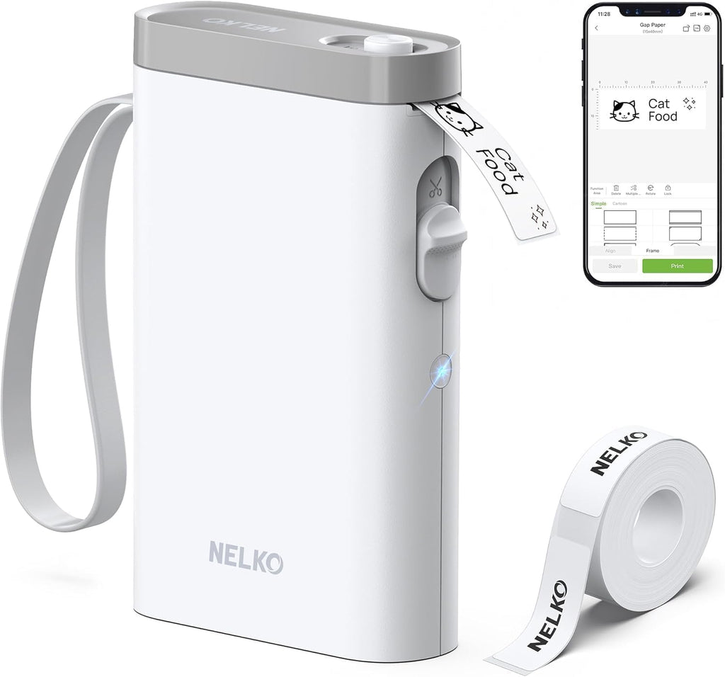 Nelko P21 Label Maker Machine with Tape, Bluetooth Label Printer, White by Nelko