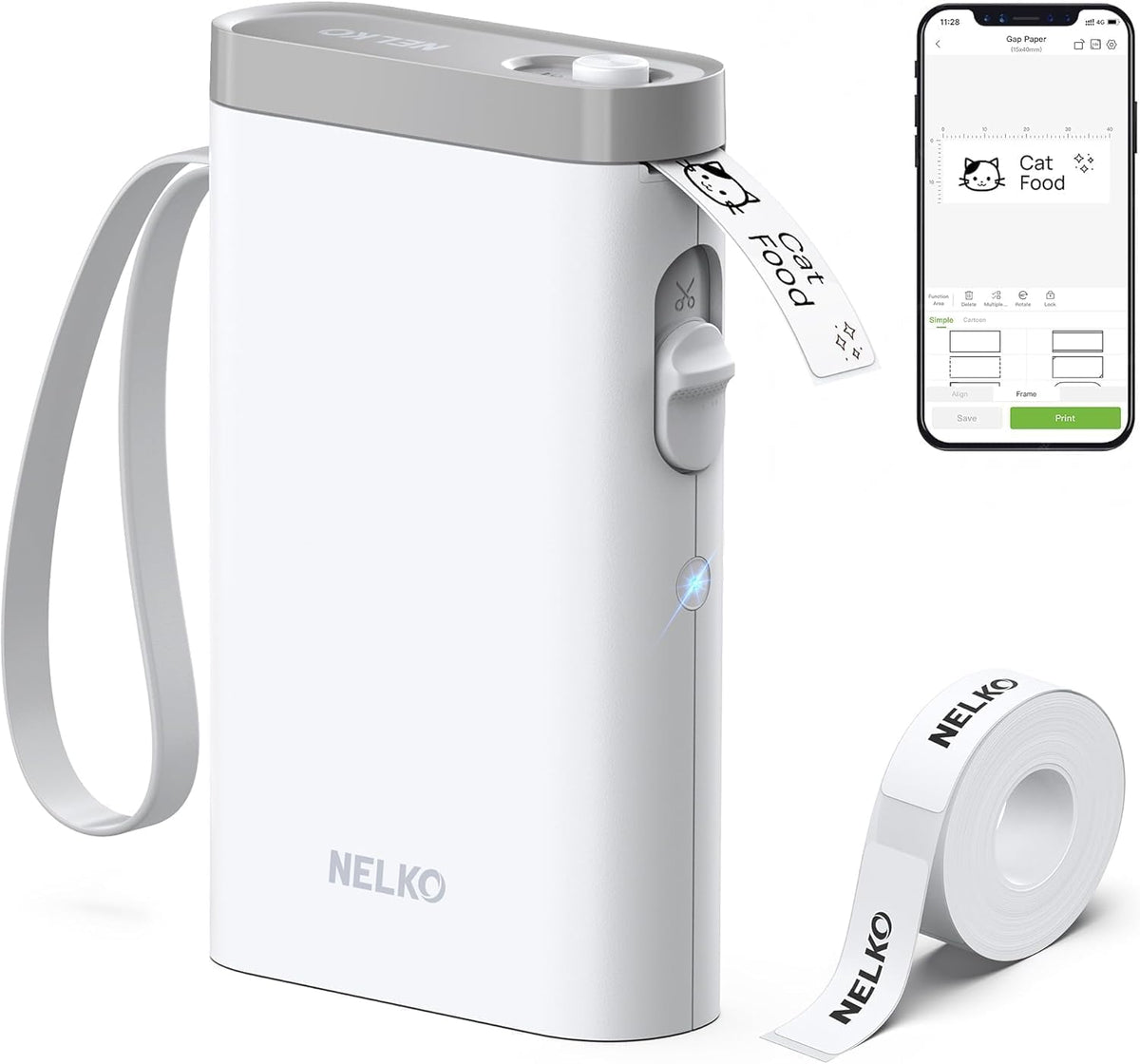 Nelko P21 Label Maker Machine with Tape, Bluetooth Label Printer, White by Nelko