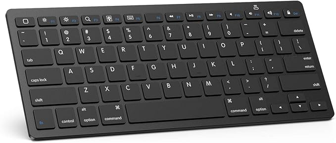 OMOTON Ultra-Slim Bluetooth Keyboard for iPad,iPad Pro/Air/Mini,iPhone | Stable Wireless iOS Keyboard with 12 Multimedia Keys, Portable Size for Office, Business, Travel, School, Black by OMOTON