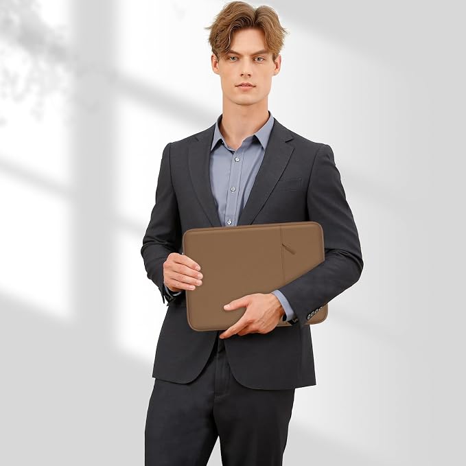 MOSISO Laptop Case 14 inch, Laptop Sleeve Bag with Pocket | Compatible with HP Lenovo Dell ASUS Acer, HP Stream, Dell Latitude, Polyester Vertical Computer Bag, Mocha - Image 7