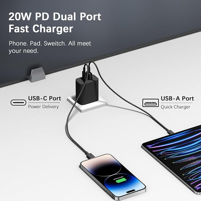 [4 Pack] USB C Charger Block Charging Block Type C Charger | 20W Wall Chargers for iPhone Air/17/17 Plus/17 Pro/17 Pro Max/16/16 Plus/16 Pro/16 Pro Max/15/15 Pro/15 Max/14/Samsung(Black) - Image 7