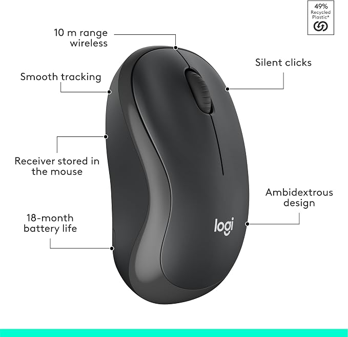 Logitech MK295 Full Size Silent Wireless Keyboard Mouse Combo - Graphite | Full size keyboard with SilentTouch technology, compact ambidextrous mouse with silent click switches, Windows compatible - Image 11