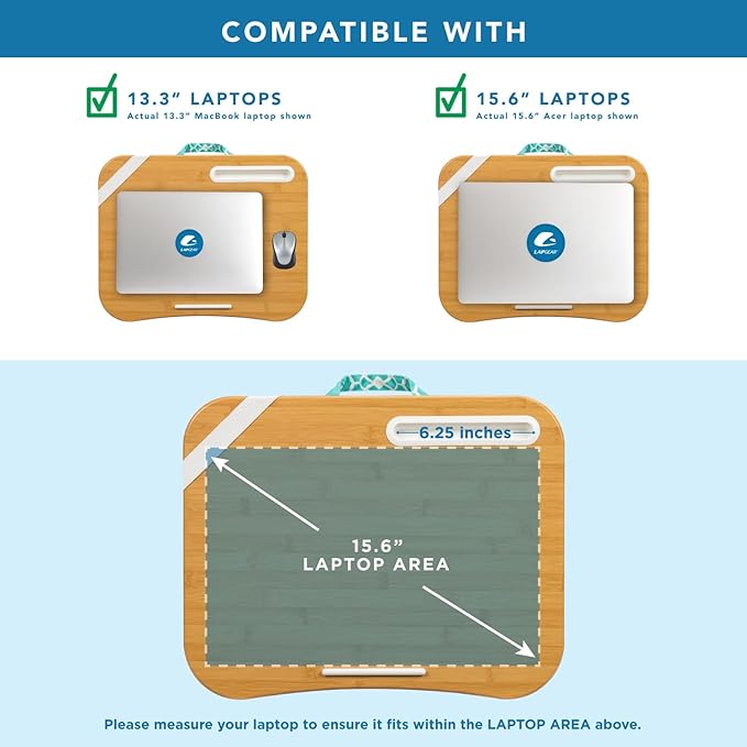 LAPGEAR Designer Lap Desk – Aqua Trellis, 2-Pack with Storage Basket - Image 4