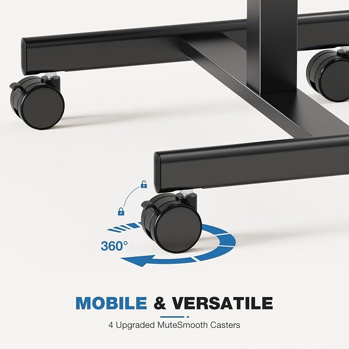 DUMOS Mobile Rolling Desk with Wheels Adjustable Height | Small Standing Desks Portable Laptop PC Table, Computer Workstation for Home Office Small Space, Black - Image 7