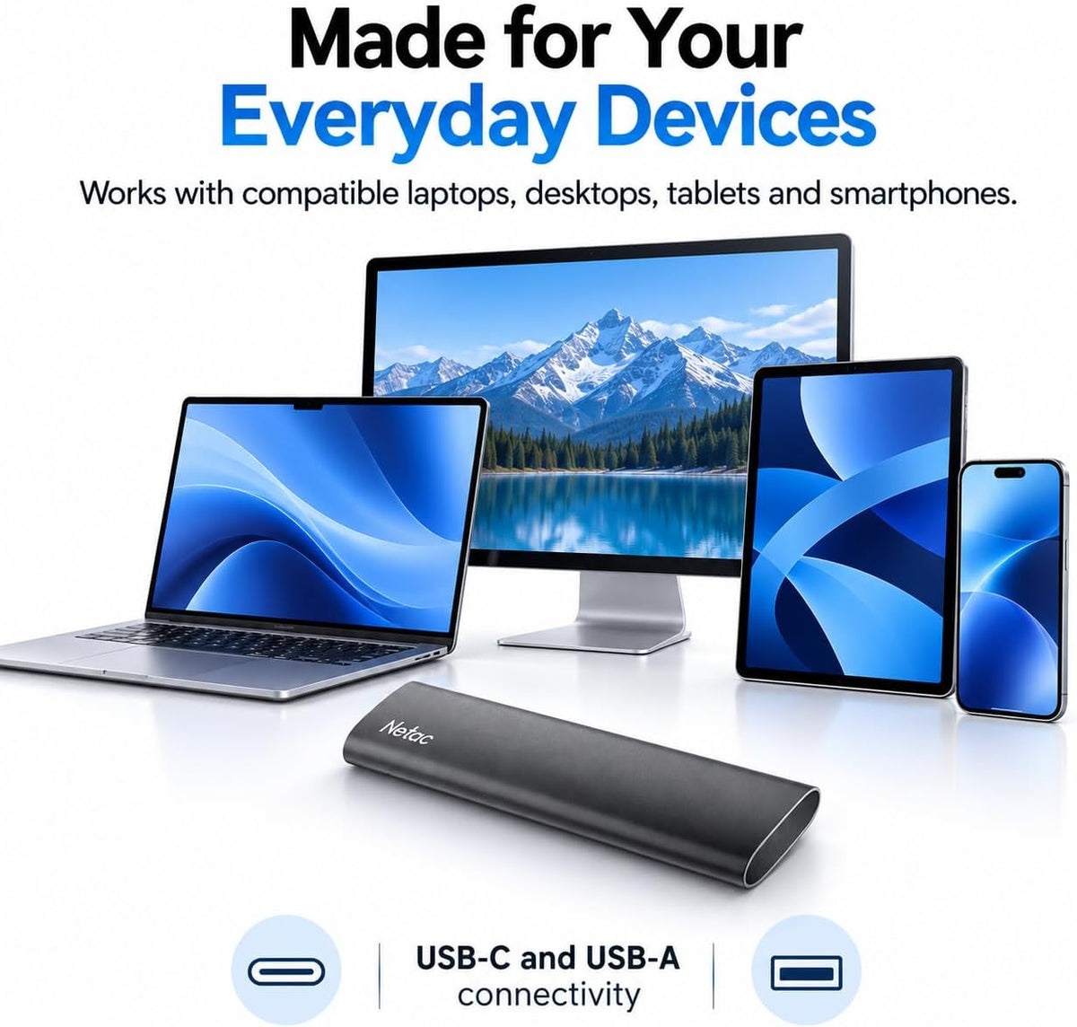 Netac ZSlim 250GB Portable SSD, Up to 550MB/s Read and 450MB/s Write, USB 3.2 Gen 2 USB-C External Solid State Drive, 30g Aluminum Alloy Storage for Windows PC, Mac and Android - Image 6