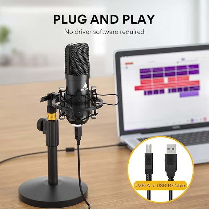 MAONO A04T USB Condenser Microphone Kit, 192kHz/24bit for PC Podcasting | Cardioid, All-metal Body, Plug and Play for Computer, Laptop, Recording, Content Creation, Streaming, YouTube Video, Gaming - Image 4