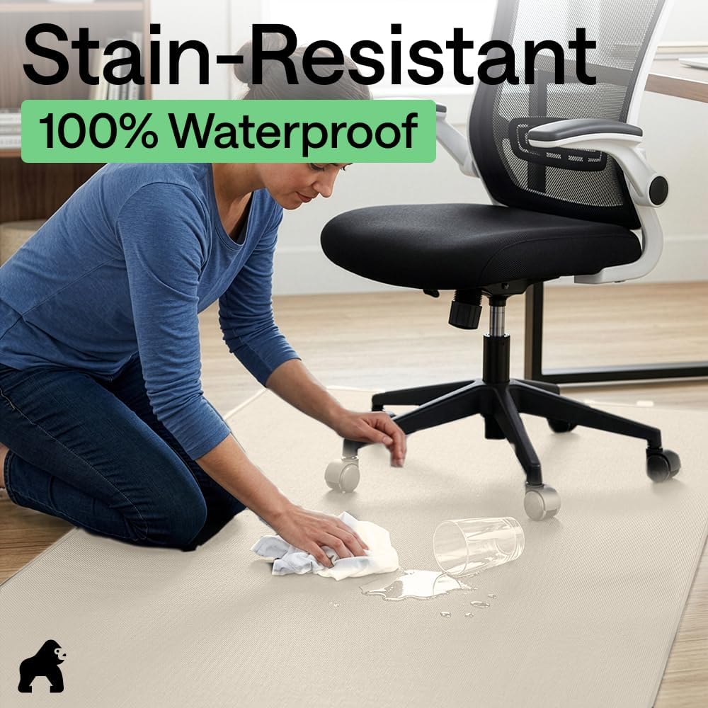 GORILLA GRIP Office Chair Mat for Hard Floors, Under Desk Rug, 58x46 Taupe - Image 7