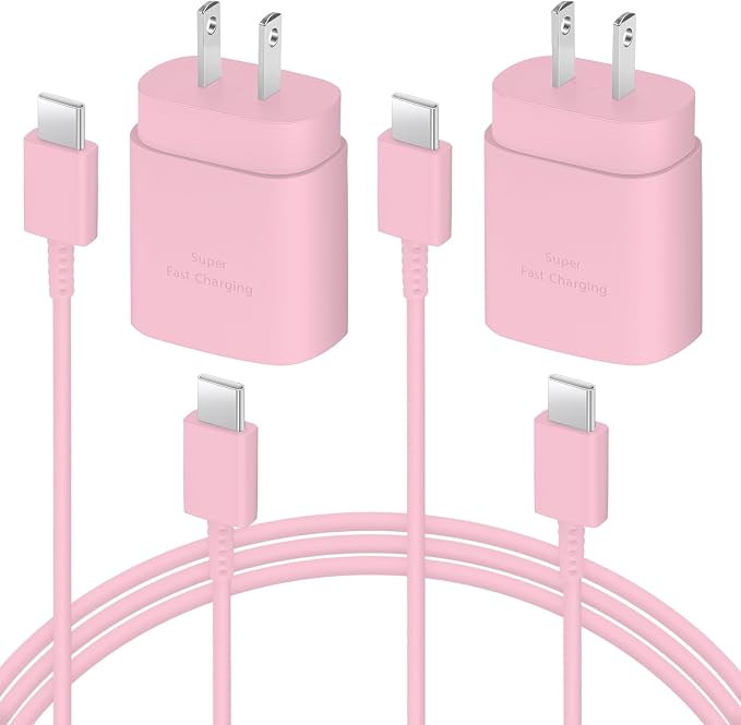 AISNI USB C Charger, 2 Pack 25W Type C Charger Fast Charging with USBC Chargers Cable 6 FT Android Phone Charge for Galaxy S25/ /S24/S23+/S22/S21/S20/Phone 17 16 15 Pro Max 16 15 Plus-Light Pink by AISNI