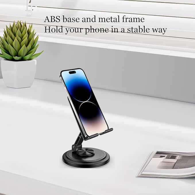 Adjustable Cell Phone Stand for Desk, 360 Rotation Desktop Phone Holder with Anti-Slip Base Office Desk Accessories for iPhone 17 16 15 14 Pro Max Air All Smart Phones - Image 4