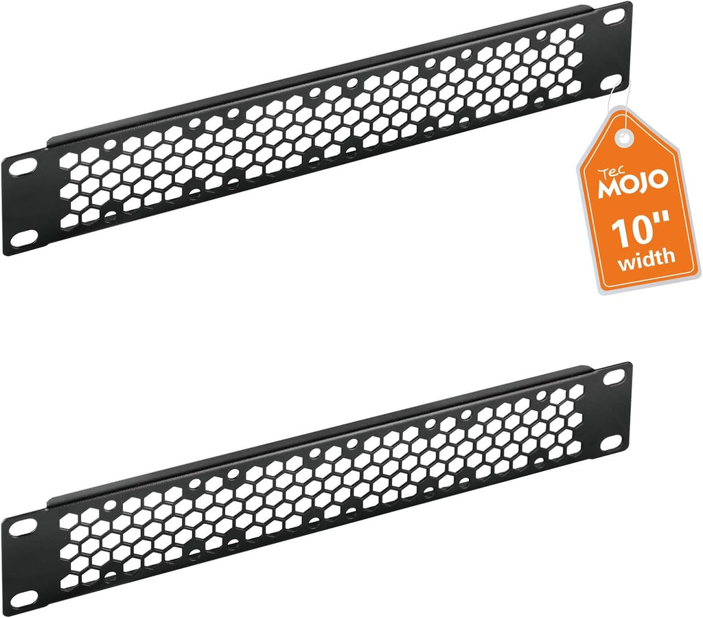 Tecmojo 2 Pack Vented 1U Blank Rack Mount Panel, Steel Patch Panel Filler for 10" Server Rack, Network Cabinet, Data Center, Home Labs, Black by Tecmojo