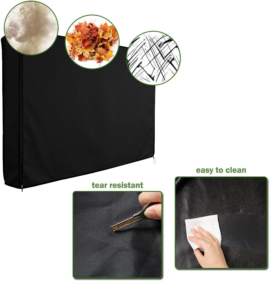 Outdoor Stand TV Cover 60-72 Inch - Outside Mobile Cart Weatherproof Dustproof Screen Protection for LED OLED LCD Flat & Curved TVs - Black - Image 6