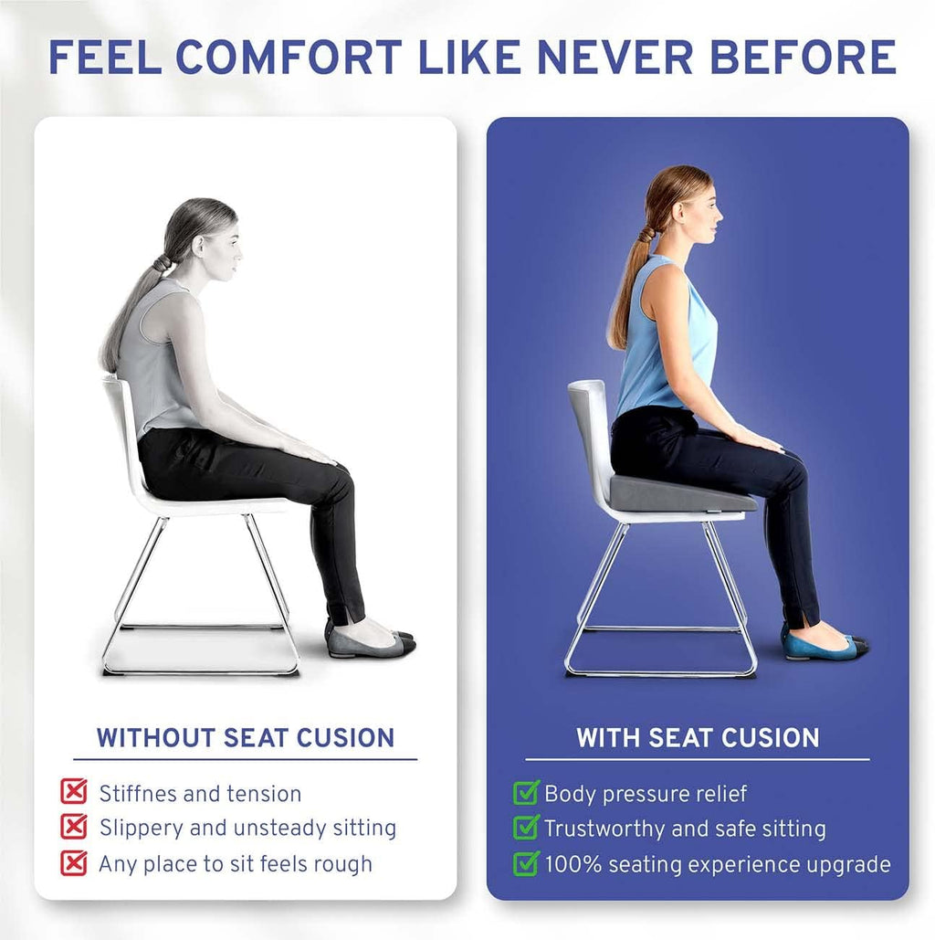 Wedge Car Height Booster Seat Cushion - Office Chair Cushion - Memory Foam Tailbone Pain Relief Cushion for Driving, Office, Gaming Chair - Orthopedic Lower Back, Tailbone, Coccyx, Hips Support - Image 4