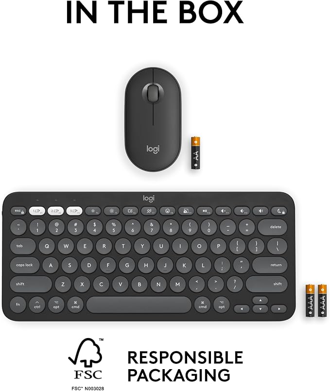 Logitech Pebble 2 Combo Mac Wireless Keyboard and Mouse - Tonal Graphite | Wireless, Slim, Quiet, Portable, Customizable, Bluetooth, Easy-Switch, macOS, iPadOS - Image 10
