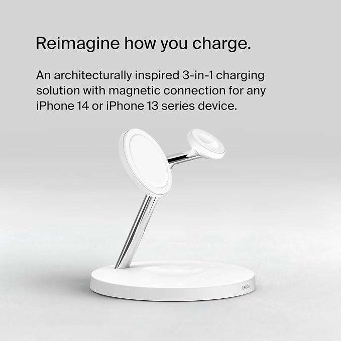 Belkin MagSafe 3 in 1 Wireless Charging Stand, 2nd Gen, 33% Faster | Apple Watch, iPhone 16/15/14, AirPods compatible, multi-device charging station, faster charging, Magnetic - Image 8