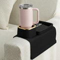 Couch Cup Holder Tray, Elimiko Silicone Anti-Spill and Anti-Slip Couch Drink Holder, Strong and Weighted Phone/Remote/Snacks Sofa Cup Holder (Black) by Elimiko