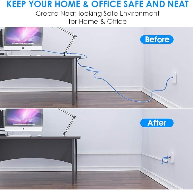 Delamu 128in Cord Hider for 1 Cord, Self-Adhesive Cord Covers for Wires on Wall, Easier Install Wire Covers for Cords on Wall, Cable Wire Hider, Cable Cover Management Raceway, W0.48 H0.3in, White - Image 8