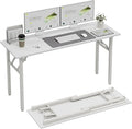 TEMI Long Computer Desk Folding Table - 55.1" Foldable Office Desk, No Assembly, Perfect Writing Table for Bedroom or Apartment, Portable Large Desk or Study Table with Compact Design, White Ash by TEMI
