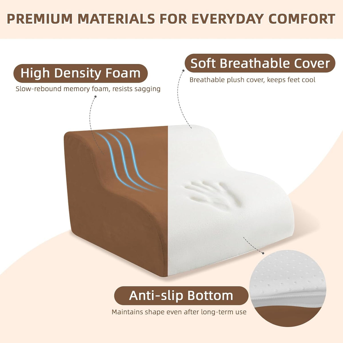 Foot Rest for Under Desk at Work,2-Tier Footrest with Handle Brown - Image 3