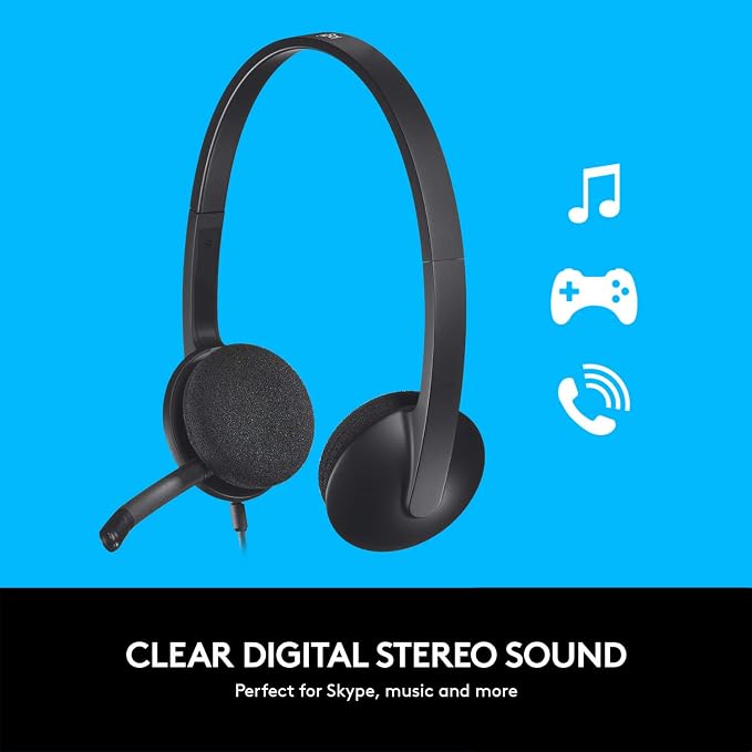 Logitech USB Headset H340 Stereo Windows and Mac - Black | Compatible with Windows and Mac, lightweight design, clear digital audio - Image 3