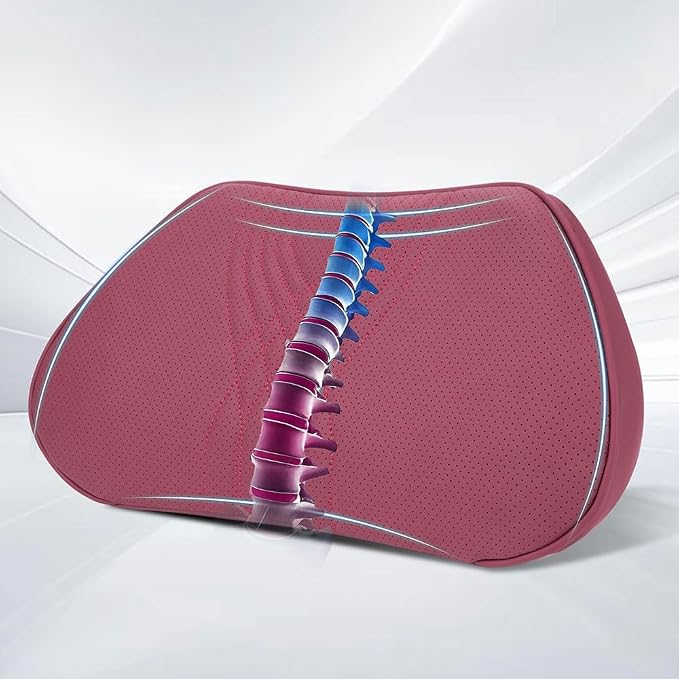 Lumbar Support Pillow for Driving Seat, Office Chair, Red, 1PC | Leather Lumbar Pillow Memory Foam Lower Back Cushion for Back Pain Relief Improve Posture, Ergonomic Back Rest Gaming Chair - Image 8