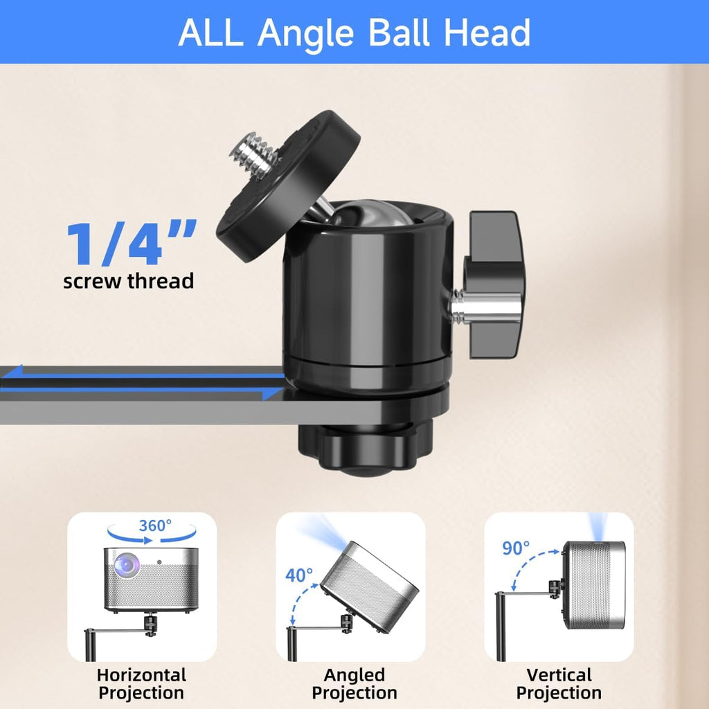 suptek 63.9” Extendable Projector Stand Against Wall Hidden Stand, 360°Swivel, Height Adjustable, Mini Projector Mount Bracket, Compatible with Home Office Video Vlog DVR Camera, PR001FPL - Image 4
