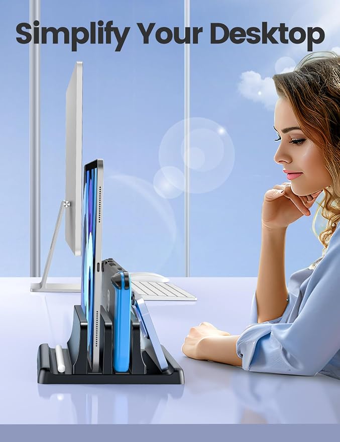 Vaydeer Vertical Laptop Stand for Desk,Dual Slots Plastic Laptop Holder with Space Saving 4-in-1 Design,Adjustable Laptop Organizer Storage Supports for MacBook,Mac,HP,Dell,Microsoft Surface,Lenovo - Image 7