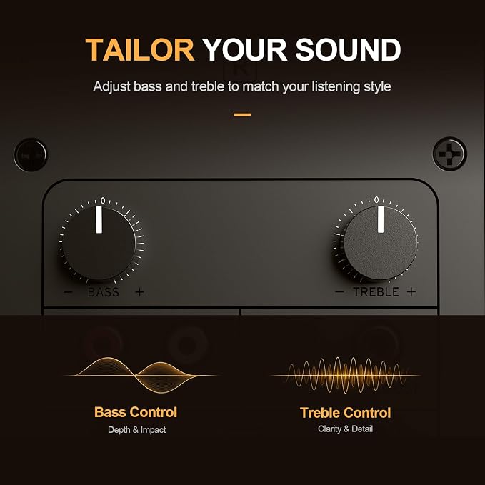 Nylavee Desktop Speakers, Hi-Res Computer Speakers for Desktop PC with LDAC | Bluetooth 6.0/USB/AUX/RCA, Bookshelf PC Speakers with Bass & Treble Control, Headphone Jack - Image 7