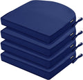 Outdoor Chair Cushions Set of 4, 17 x 16 Inch Waterproof Seat Pads | 3 Year Color Fastness Thick Patio Chair Cushion with Ties for Garden Lawn Sofa Couch, Navy Blue by COMCAVER