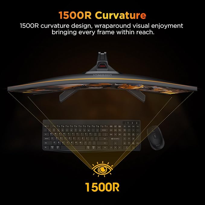 KOORUI 25 inch Curved Gaming Monitor 240Hz FHD 1080P, 1500R 1ms Display | Adaptive Sync, 90% DCI-P3, Eye Care, HDMI×2 and DP, VESA Mount, Tilt, FPS Gaming, Esports Players, Competitive Gaming - Image 3