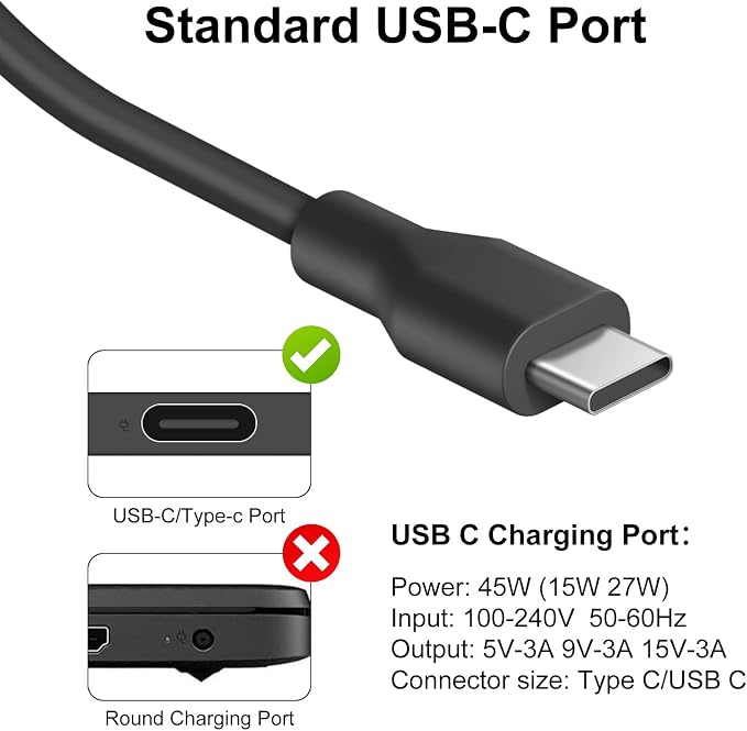 USB C Laptop Charger Compatible with HP Dell Lenovo Asus Acer Samsung Google Chromebook Type C Power Cord - Image 2