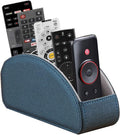 Leather Remote Control Holder,TV Remote Caddy with 5 Compartments,Desktop Organizer,for Store TV,DVD,Blu-Ray,Media Player,Heater Controllers(Blue) by Arniche