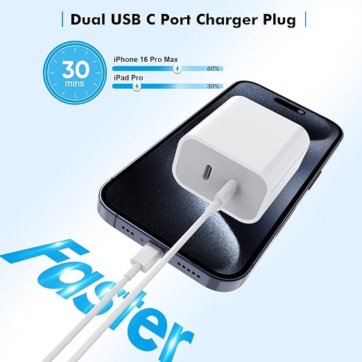 iPhone 17 Charger,Apple Charger Fast Charging,2Pack Dual Port Power Delivery Apple Charging Block,6FT USB C to C iPhone 17 Charge Cable,USB C Charge for iPhone 17/17 Air/16/15 Pro/iPad Pro/Air/Mini - Image 2