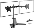 Dual Monitor Stand Mount, Free-Standing Full Motion Monitor Desk Mount for Two 13-32 inch, 15.43lbs, Adjustable Angle Height Monitors Arm, Desk Stand, Ergonomic L Feet, Black (ML7442) by Bracwiser