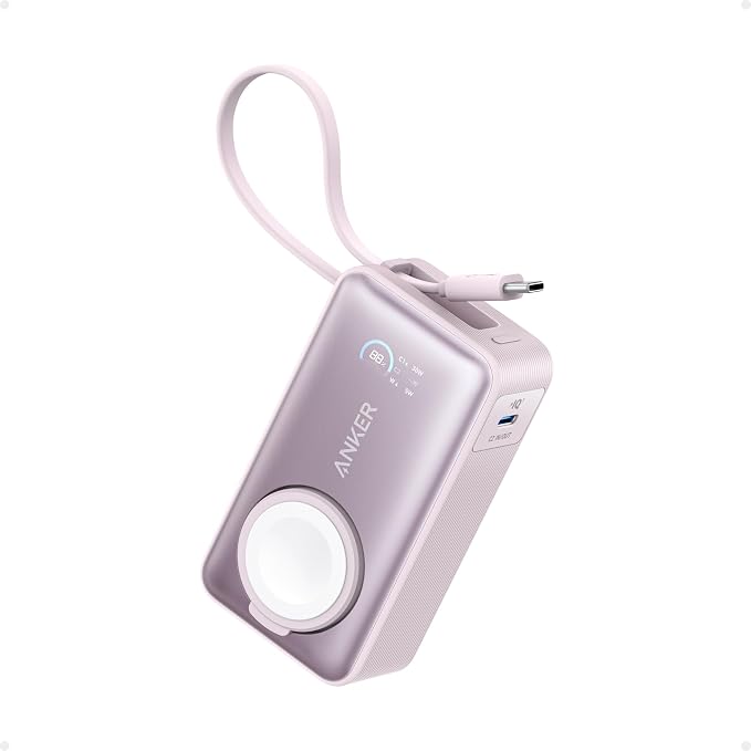 Anker MagGo Power Bank for Apple Watch, 10,000mAh 35W Max Portable Charger | Officially Certified 10,000mAh Battery Pack with Built-In USB-C Cable, for iPhone 17 Series, Samsung, iPad, AirPods, and More by Unknown